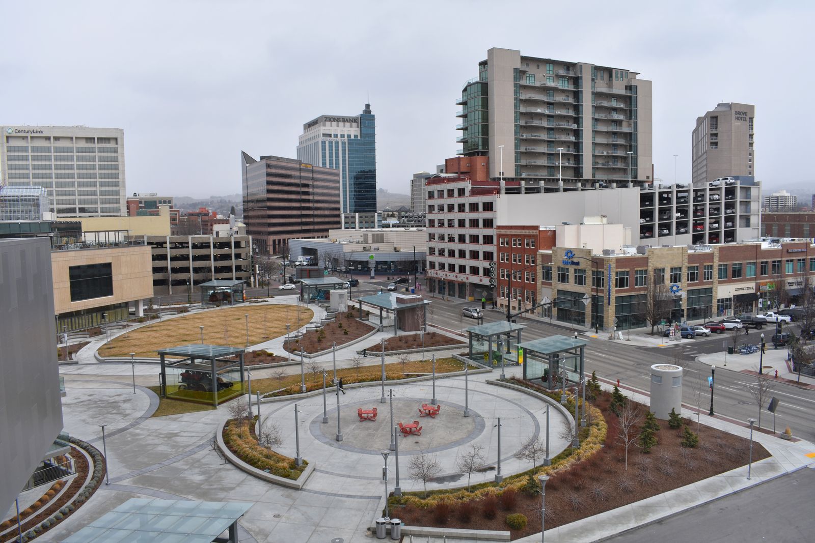 Downtown Boise skyline seen from the JUMP plaza